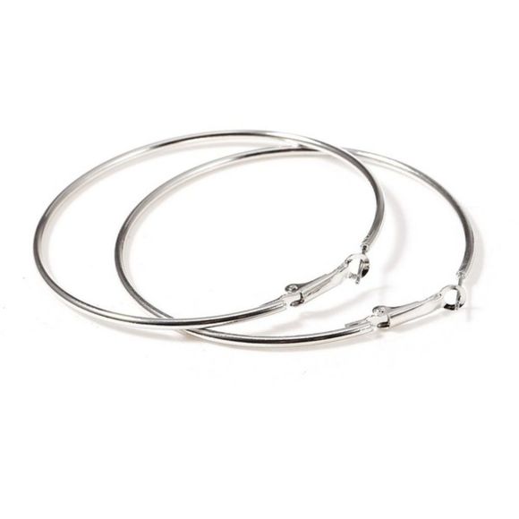 CLEARANCE SALE Women's Big Silver Circle Hoop Bohemian Pierced Fashion Earrings - Picture 6 of 6